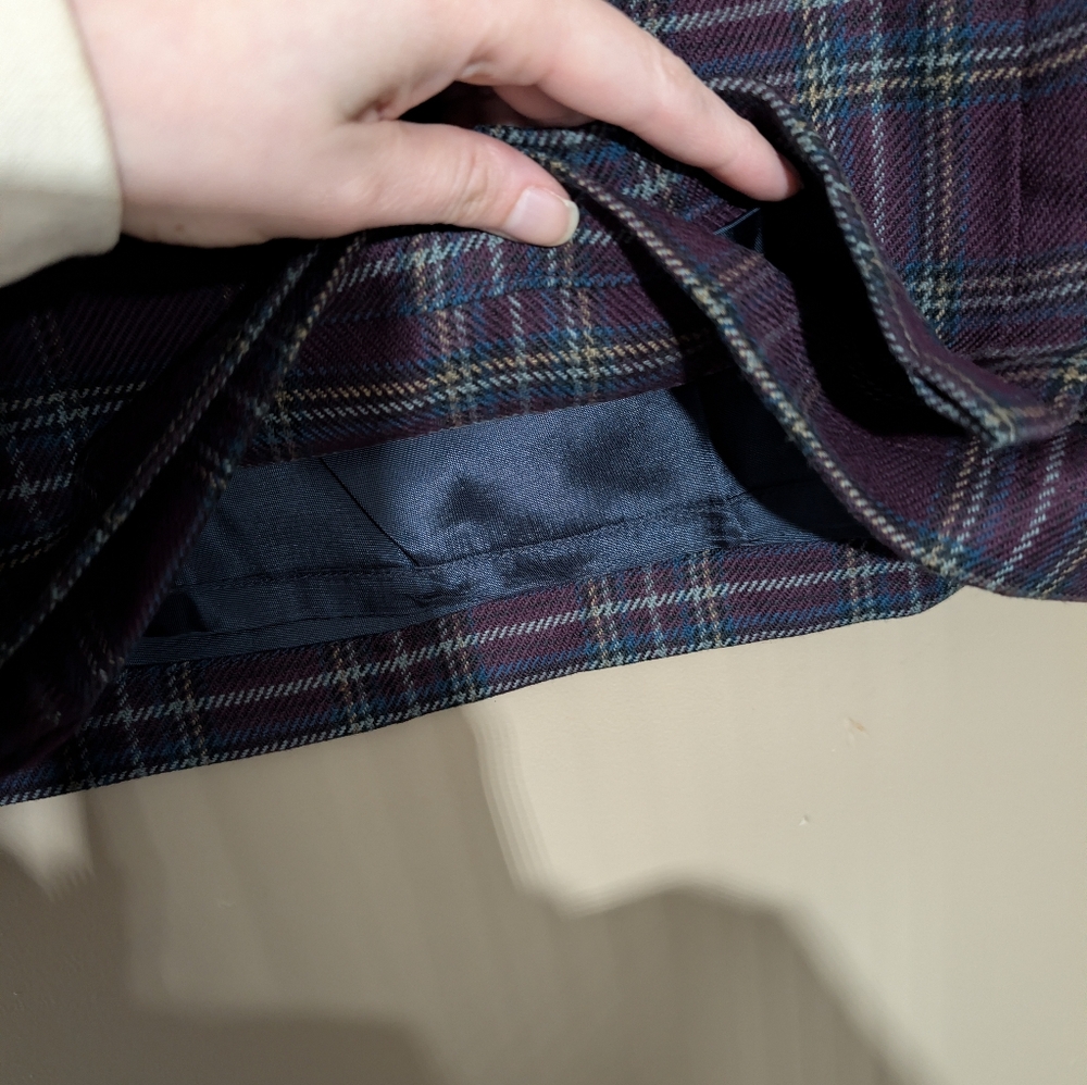NWT Vintage L.L.BeanButton Closure Plaid Mini Skirt Size 6 Petite,Maroon - Picture 6 of 7